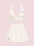 Cream Bra Top and Skirt